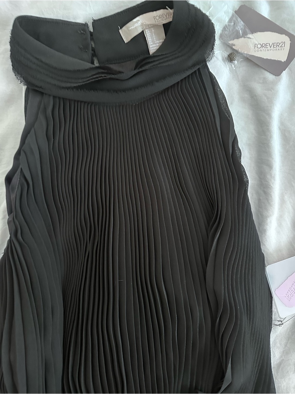 NWT - Forever 21 Black Pleated Halter Neck Dress